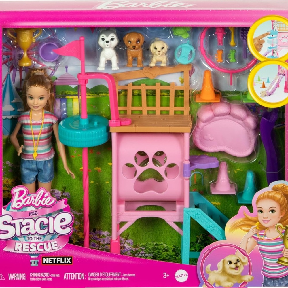 Barbie Pet Adventure Playset with Pink and Blue Accents
